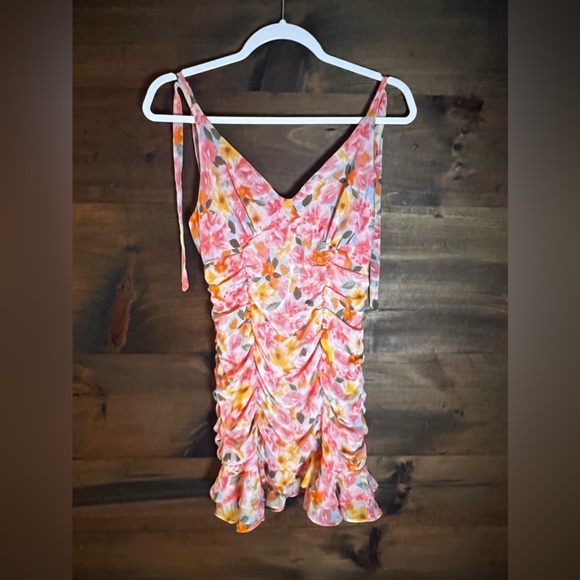 NWT Lily Rose Floral Ruched Tie Strap Mini Dress from Kohls - Picture 5 of 8